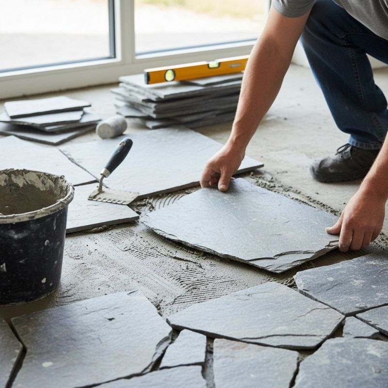 Slate Tile Floor Installation